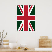 Poster Drapeau cool vert foncé rouge Union Jack britanniq (Cuisine)