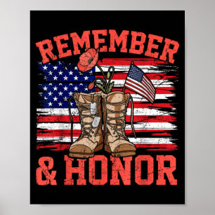 Poster Drapeau Coquelicot Rouge pour se souvenir et honor