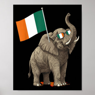 Poster Drapeau Côte d'Ivoire Eléphant Cote Divoire Ivoiri