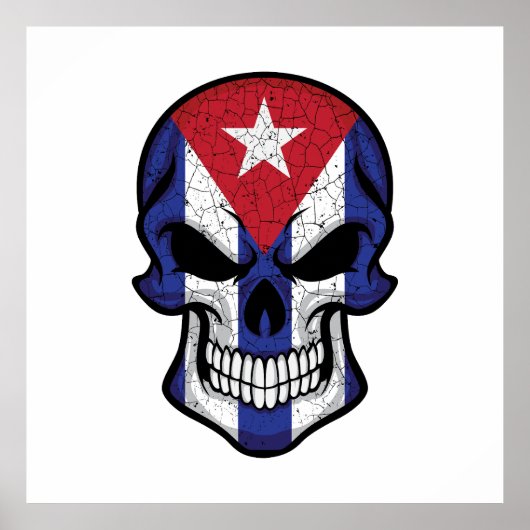 Poster Drapeau crâne souriant de Cuba (Devant)