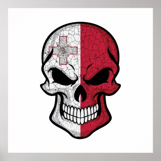 Poster Drapeau crâne souriant de Malte (Devant)
