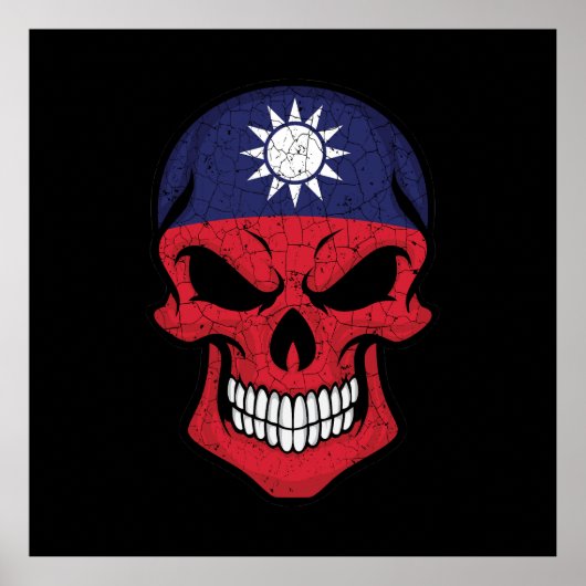 Poster Drapeau crâne souriant de Taïwan (Devant)