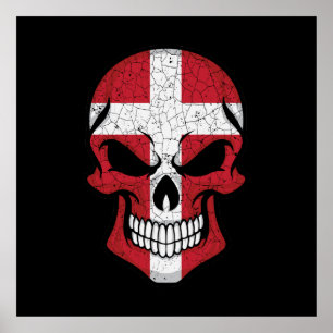 Poster Drapeau crâne souriant du Danemark
