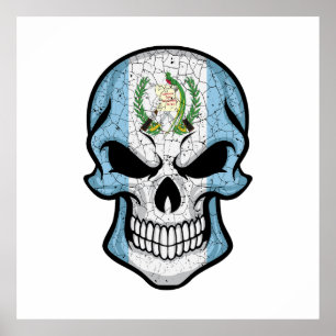 Poster Drapeau crâne souriant du Guatemala