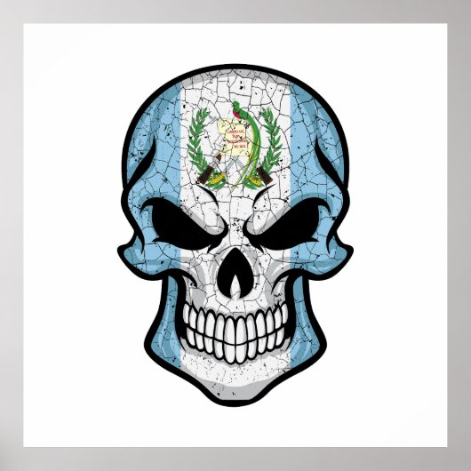 Poster Drapeau crâne souriant du Guatemala (Devant)
