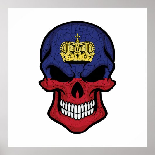 Poster Drapeau crâne souriant du Liechtenstein (Devant)
