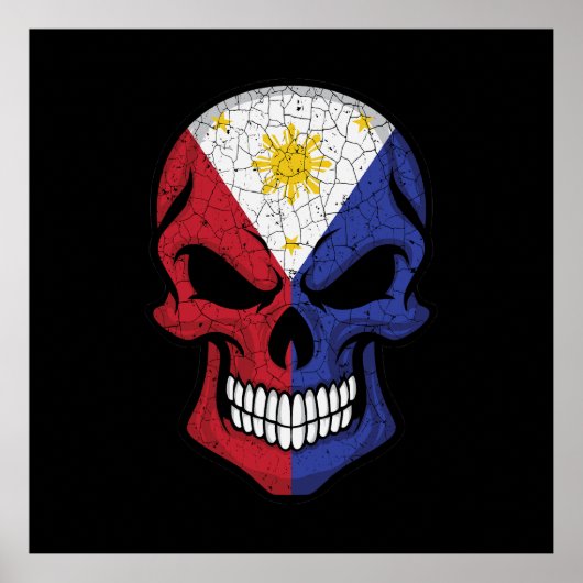 Poster Drapeau crânien souriant des Philippines (Devant)