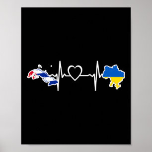 Poster Drapeau cun Ukrainien - Battement de coeur Cu Ukra