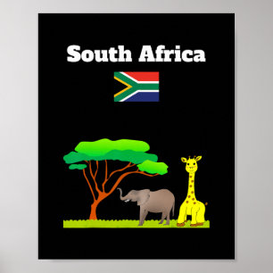 Poster Drapeau d'Afrique du Sud Souvenir de vacances Amat