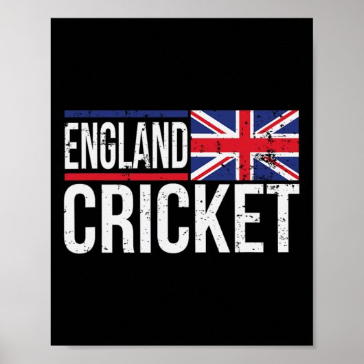Poster Drapeau d'Angleterre Cricket Maillot de Match Tour (Devant)