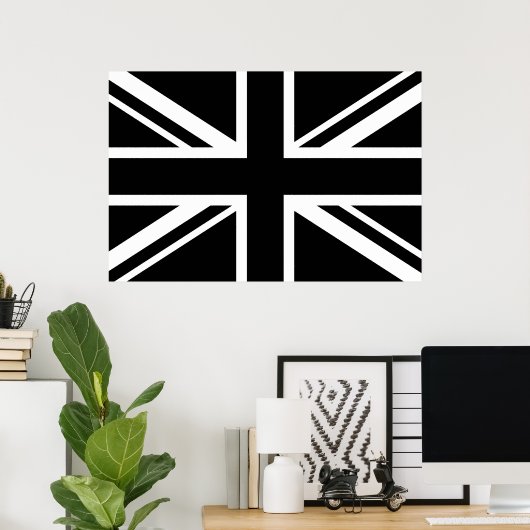 Poster Drapeau d'Angleterre noir blanc (Bureau à domicile)