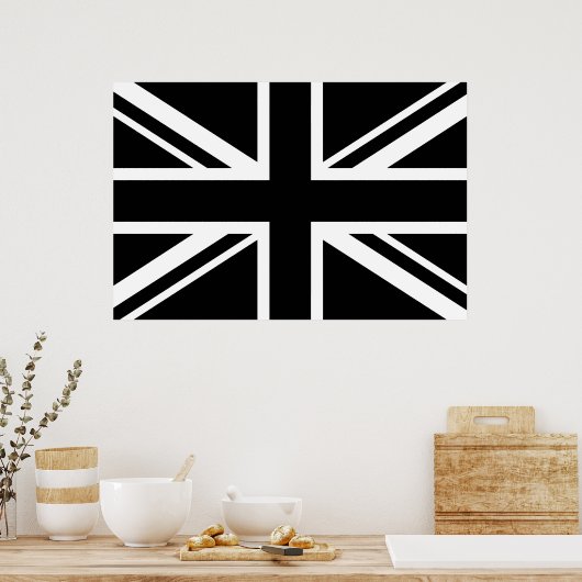 Poster Drapeau d'Angleterre noir blanc (Cuisine)