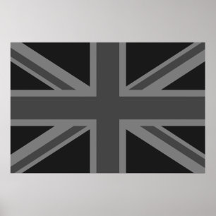 Poster Drapeau d'Angleterre noir gris