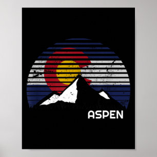 Poster Drapeau d'Aspen colorado - co bluebird journée mon