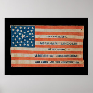 Poster Drapeau de bannière de campagne de Lincoln Johnso