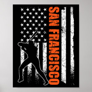 Poster Drapeau de baseball de San Francisco Usa vintage p