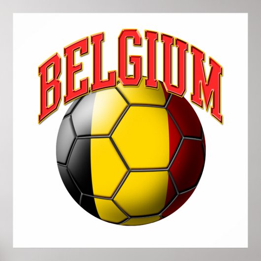 Poster Drapeau de Belgique balle de football (Devant)