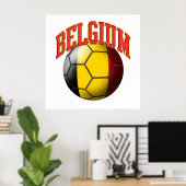 Poster Drapeau de Belgique balle de football (Bureau à domicile)