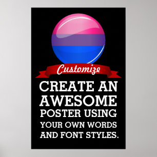 Poster Drapeau de bisexualité ronde brillante