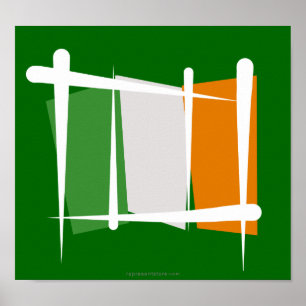 Poster Drapeau de brosse de l'Irlande
