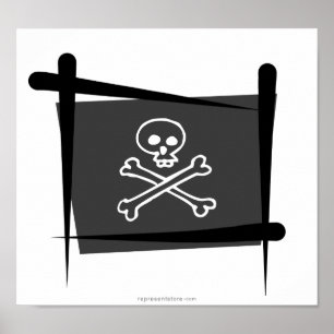 Poster Drapeau de brosse de pirate