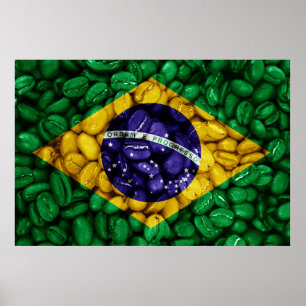 Poster Drapeau de café du Brésil