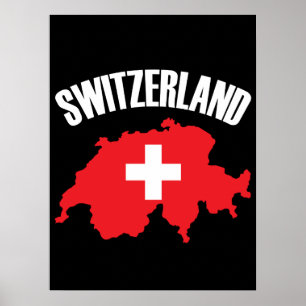 Poster Drapeau de carte Suisse