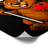 Poster Drapeau de castor mignon feuille d'érable patrioti (Coin)