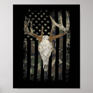 Poster Drapeau de chasse aux cerfs American Camo USA Drap