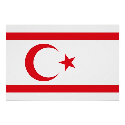 Poster Drapeau de Chypre du Nord (Devant)