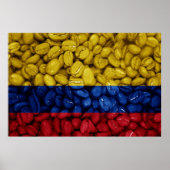 Poster Drapeau de Colombie avec café (Devant)