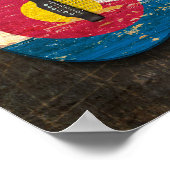 Poster Drapeau de Colorado rayé et usé Guitare acoustique (Coin)