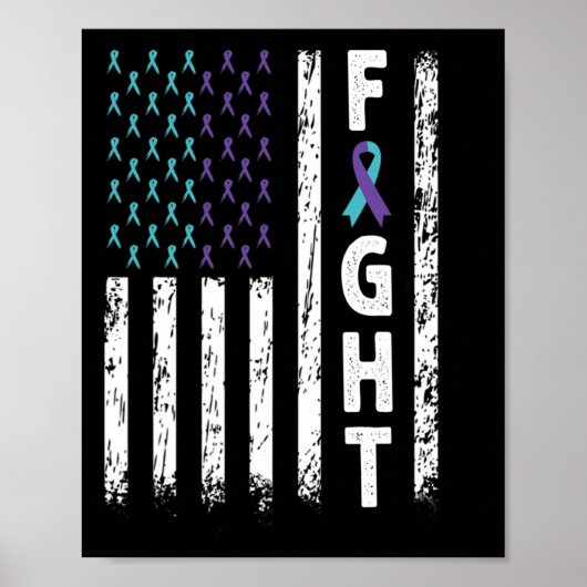 Poster Drapeau de combat Usa - Lutte de sensibilisation à (Devant)