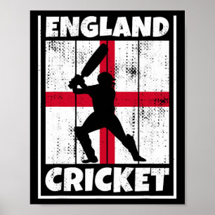 Poster Drapeau de fan de cricket anglais d'Angleterre Cri