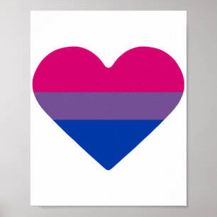 Poster Drapeau de fierté bisexuel cœur