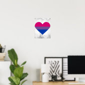 Poster Drapeau de fierté bisexuel cœur (Bureau à domicile)