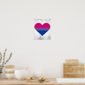 Poster Drapeau de fierté bisexuel cœur (Cuisine)