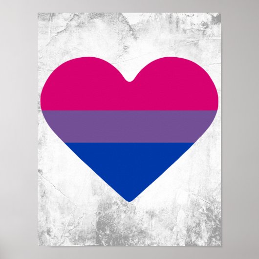 Poster Drapeau de fierté bisexuel cœur (Devant)