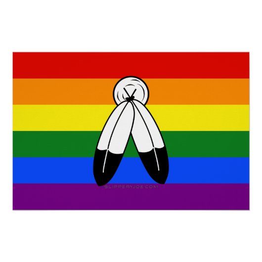 Poster Drapeau de fierté bispirituel de SlipperyJoe's sym (Devant)