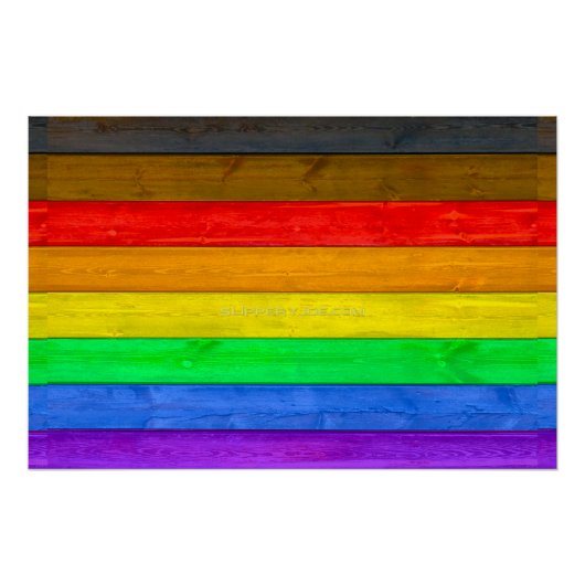 Poster Drapeau de fierté gay inclusif SlipperyJoe's à tex (Devant)