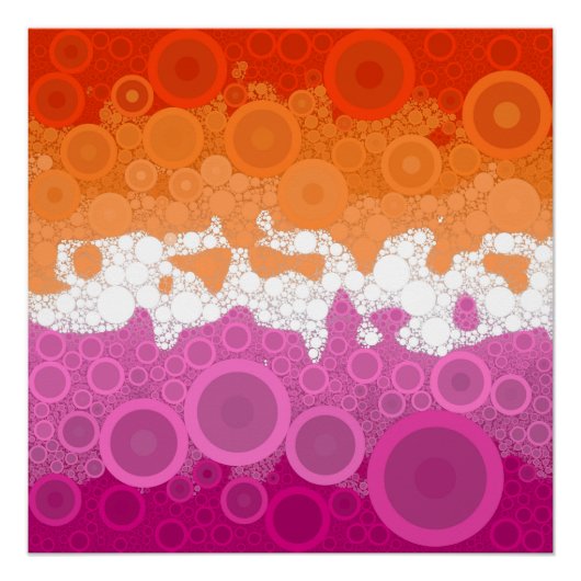 Poster Drapeau de fierté lesbienne abstrait groovy bohème (Devant)