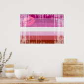 Poster Drapeau de fierté lesbienne au rouge à lèvres (Cuisine)