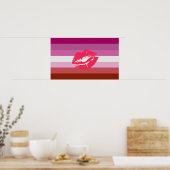 Poster Drapeau de fierté lesbienne au rouge à lèvres (Cuisine)