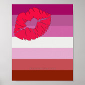 Poster Drapeau de fierté lesbienne au rouge à lèvres Slip (Devant)