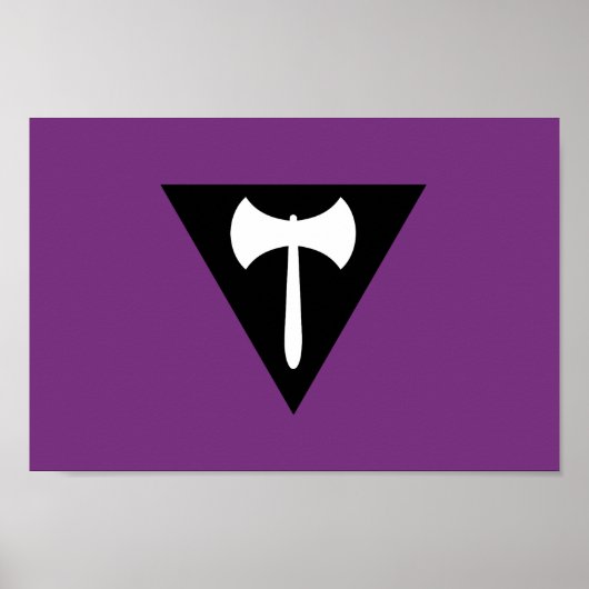 Poster Drapeau de fierté lesbienne Hache violette (Devant)