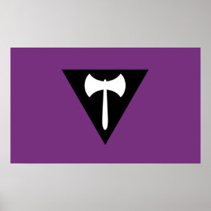Poster Drapeau de fierté lesbienne Hache violette