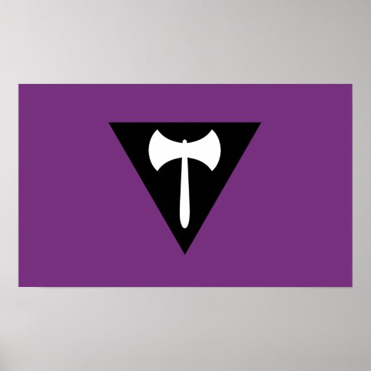 Poster Drapeau de fierté lesbienne Hache violette (Devant)