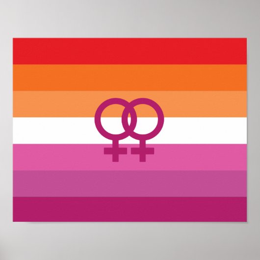 Poster Drapeau de fierté lesbienne WLW (Coucher de soleil (Devant)