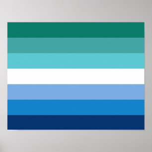 Poster Drapeau de fierté masculine gaie (Azure)