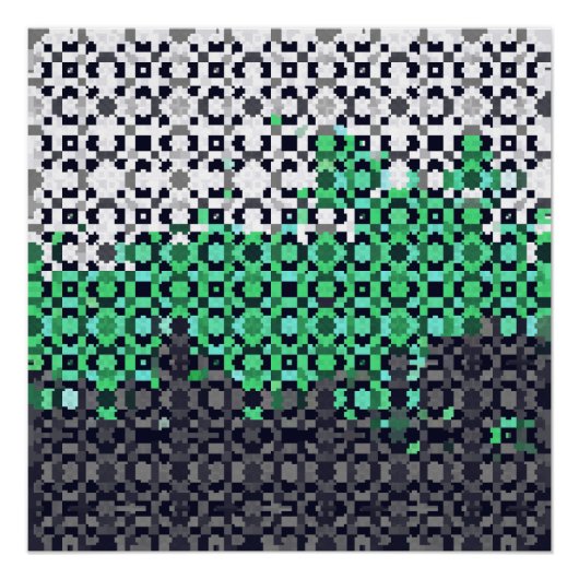 Poster Drapeau de fierté Neutrois Abstrait Pixelisé Tripa (Devant)
